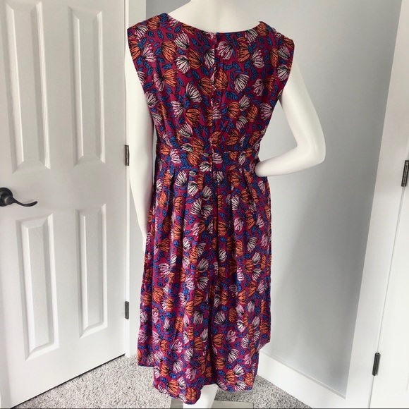 NWOT ModCloth Hot Pink Floral Midi Dress - Picture 4 of 5
